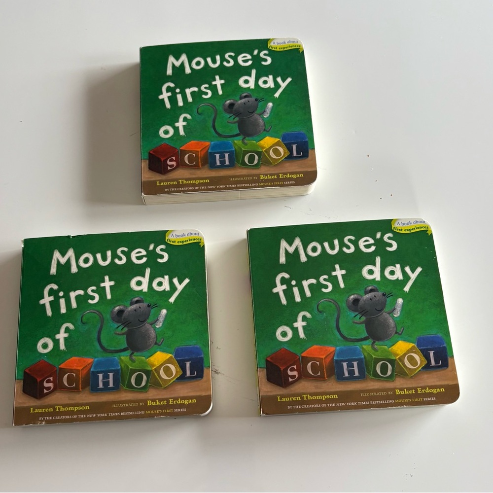 Mouse's First Day of School Book Set of 3- hardcover